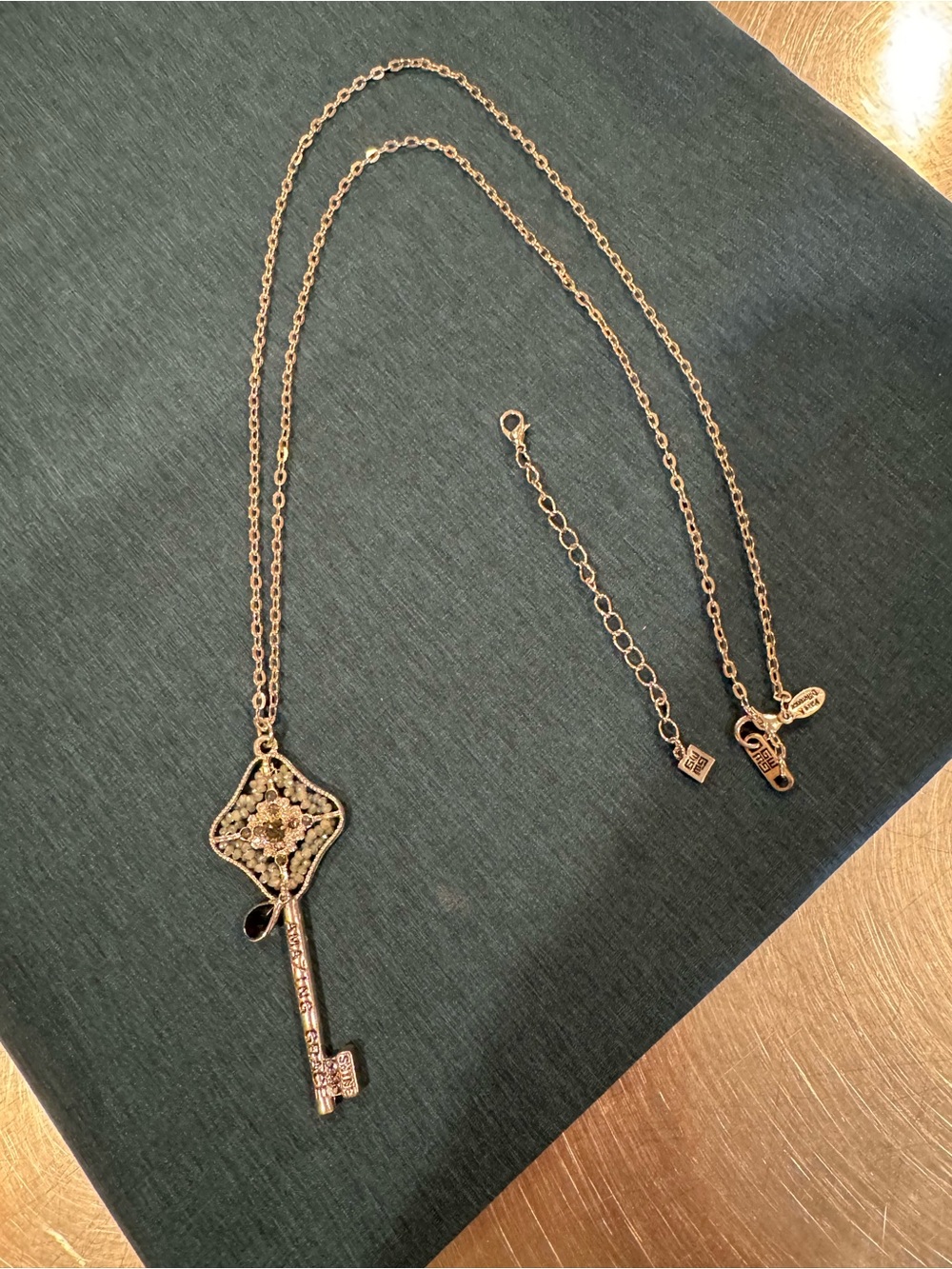 Silver Tone Key Pendant Necklace -Women's Jewelry